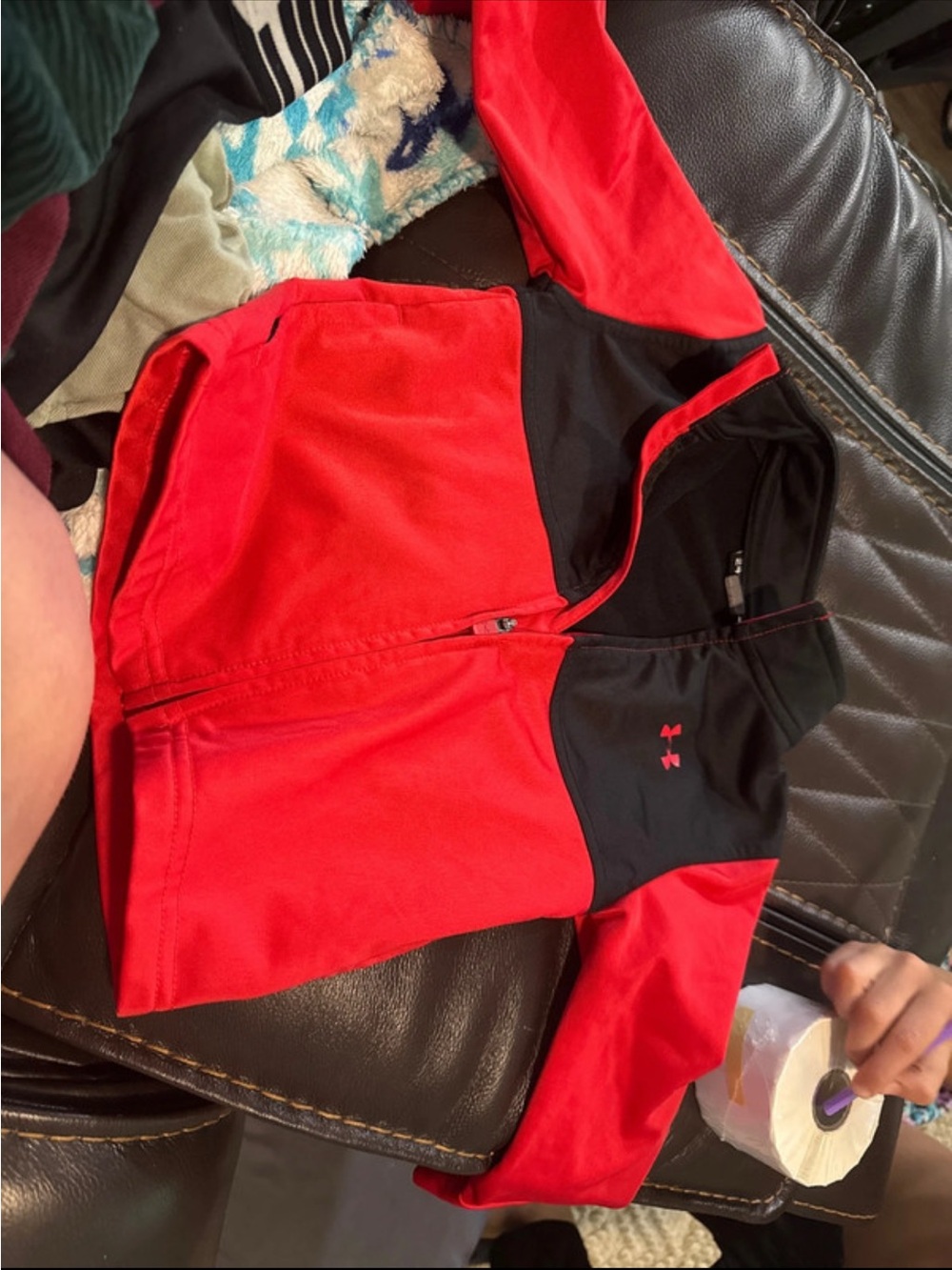 Under Armour Red and Black Youth Full-Zip Athletic Jacket